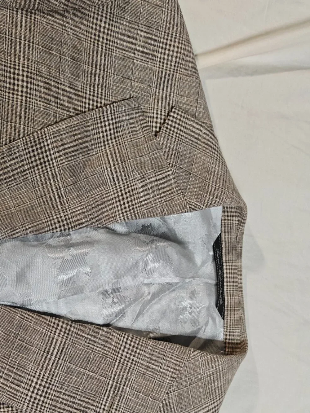 NWT Ted Baker London Sport Coat - Light Beige Glen Check - Linen/Wool Blend 36S
